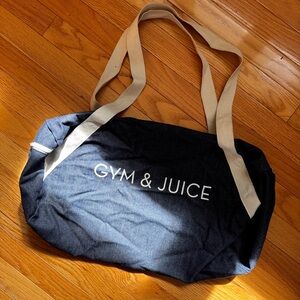Gym & Juice Navy Canvas Duffel Bag with Cream Straps